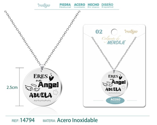 [14794] Colgante con mensaje en español - Joyería personalizada