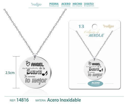 [14816] Colgante de acero inoxidable con mensaje personalizado - Accesorios de joyería