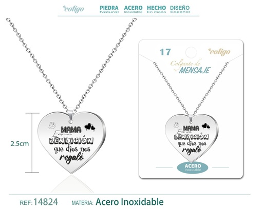 [14824] Colgante de acero inoxidable con mensaje personalizado - Accesorios de joyería