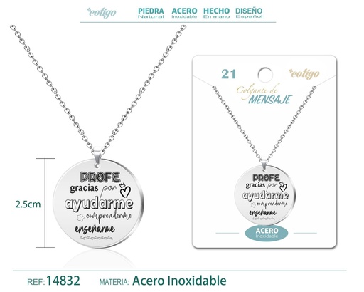 [14832] Colgante de acero inoxidable con mensaje personalizado - Accesorios de joyería