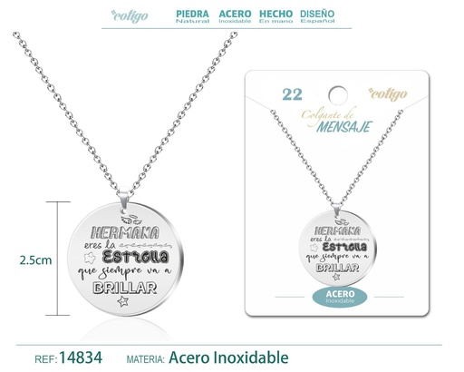 [14834] Colgante de acero inoxidable con mensaje personalizado - Accesorios de joyería