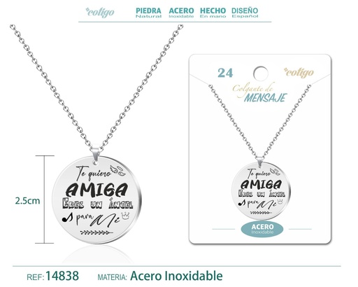 [14838] Colgante de acero inoxidable con mensaje personalizado - Accesorios de joyería