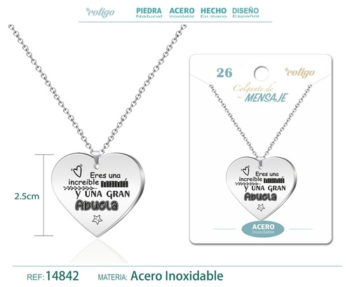 [14842] Colgante con Mensaje en Español - Joyería personalizada y accesorios