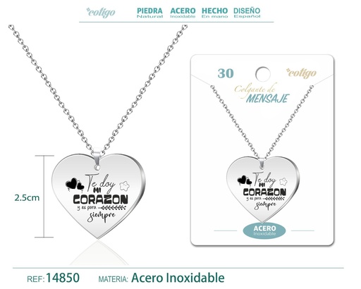 [14850] Colgante de acero inoxidable con mensaje personalizado - Accesorios de joyería