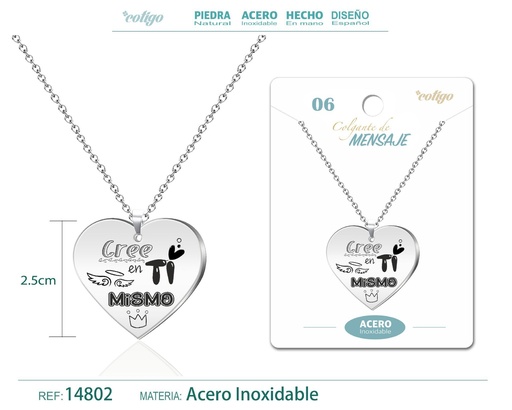[14802] Colgante con Mensaje de Acero Inoxidable - Accesorios de joyería significativa
