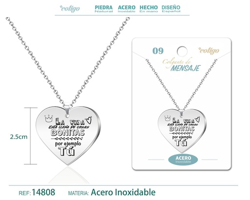 [14808] Colgante de acero inoxidable con mensaje personalizado - Accesorios de joyería