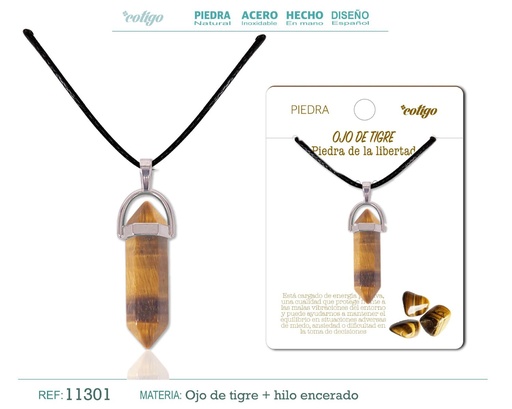 [11301] Colgante de piedra punto de Ojo de tigre - Joyería artesanal