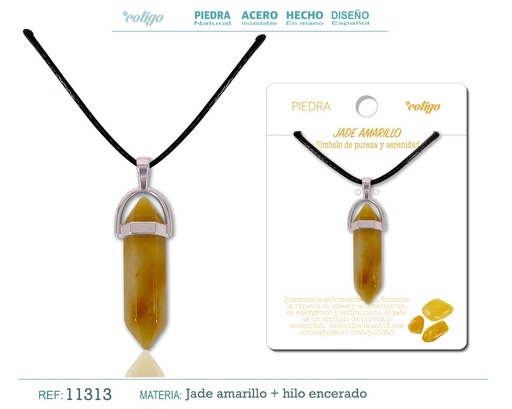 [11313] Colgante de piedra punto de Jade amarilla - Joyería artesanal