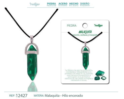 [12427] Colgante de piedra punto de Malaquita - Joyería artesanal