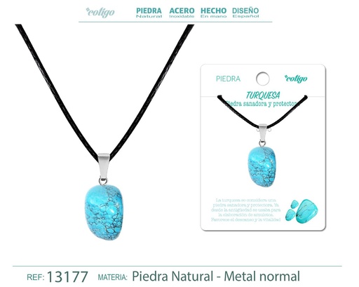 [13177] Colgante Piedra natural de Turquesa - Joyería artesanal