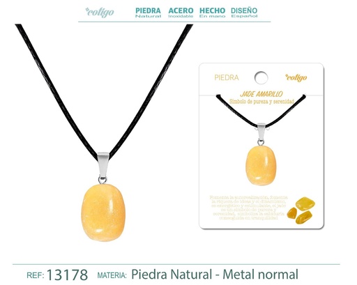 [13178] Colgante Piedra natural de Jade amarillo - Joyería artesanal