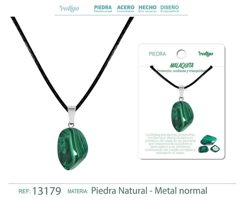 [13179] Colgante Piedra natural de Malaquita - Joyería artesanal