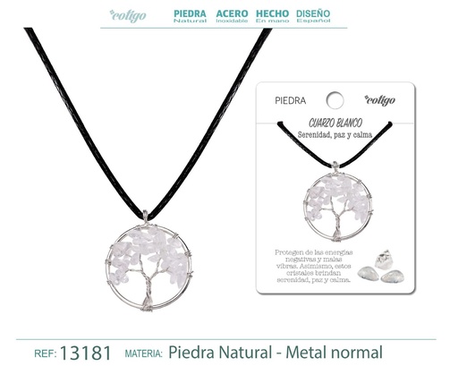 [13181] Colgante Árbol de vida de piedra de Cuarzo blanco - Joyería artesanal