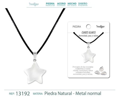 [13192] Colgante estrella de piedra cuarzo blanco - Joyería de piedras naturales 
