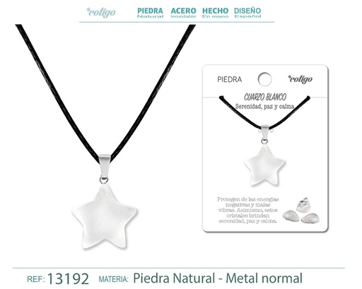 [13192] Colgante estrella de piedra de Cuarzo blanco - Joyería artesanal