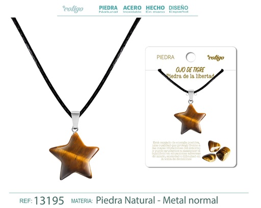 [13195] Colgante estrella de piedra de Ojo de tigre - Joyería artesanal