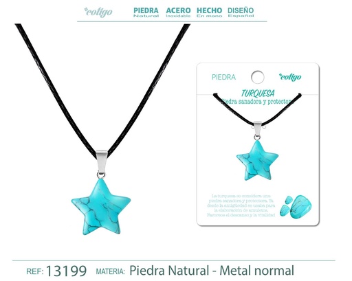 [13199] Colgante estrella de piedra de Turquesa - Joyería artesanal