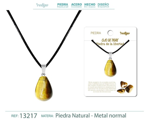 [13217] Colgante gotita de piedra de Ojo de tigre - Joyería artesanal