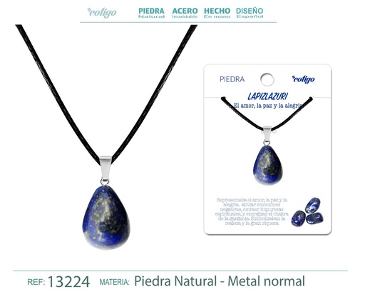 [13224] Colgante gotita de piedra de Lapislázuli - Joyería artesanal