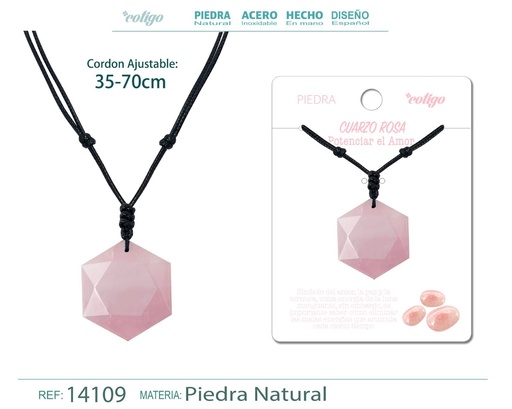 [14109] Colgante Estrella de David de piedra de Cuarzo rosa - Joyería especial