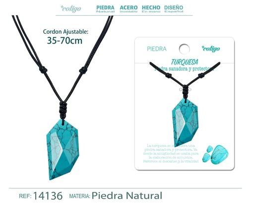 [14136] Colgante Diente de lobo de piedra de Turquesa - Joyería especial