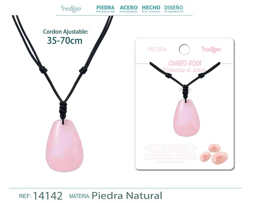 [14142] Colgante Gotita de piedra de Cuarzo rosa - Joyería especial