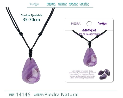 [14146] Colgante Gotita de piedra de Amatista - Joyería especial