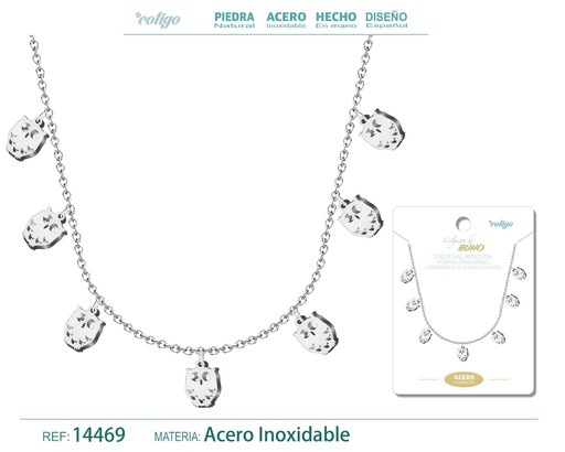 [14469] Collar con 7 colgantes de Búho Plateado - Accesorios de joyería temática animal