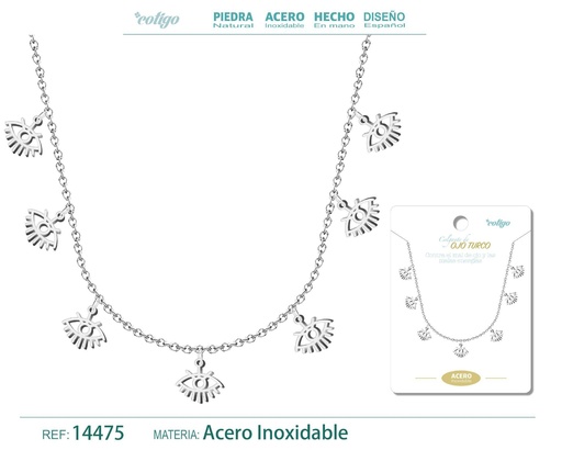 [14475] Collar con 7 colgantes de Ojo Turco Plateado - Accesorios de joyería protectora