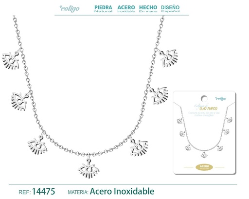 [14475] Collar plateado con 7 colgantes de ojo turco - Joyería de protección y elegancia