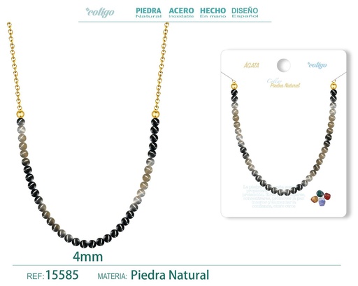 [15585] Collar de ágata 4mm - Joyería de minerales naturales y elegancia