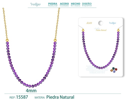 [15587] Collar de ágata 4mm - Joyería de minerales naturales y elegancia