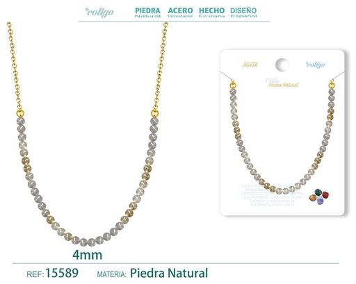 [15589] Collar de ágata 4mm - Joyería de minerales naturales y elegancia