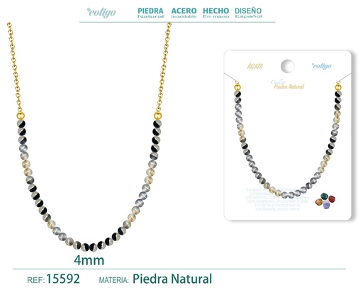 [15592] Collar de ágata 4mm - Joyería de minerales naturales y elegancia