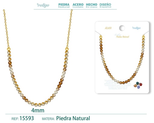 [15593] Collar de ágata 4mm - Joyería de minerales naturales y elegancia