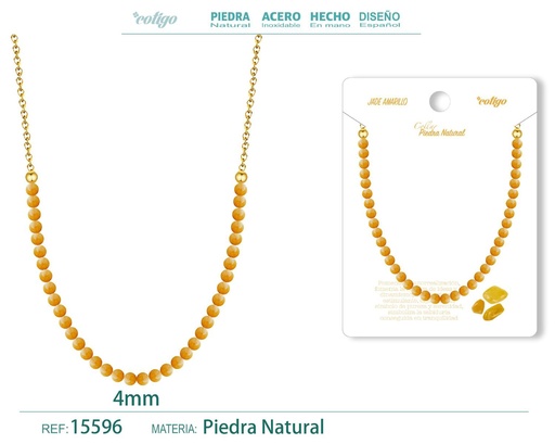 [15596] Collar de jade amarillo 4mm - Joyería de minerales naturales y elegancia