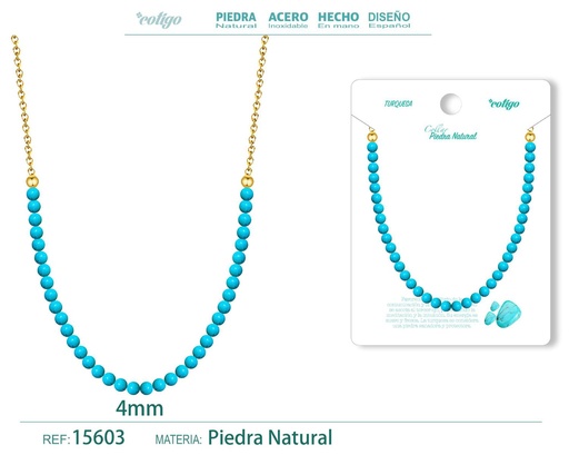 [15603] Collar de turquesa azul 4mm - Joyería de minerales naturales y elegancia