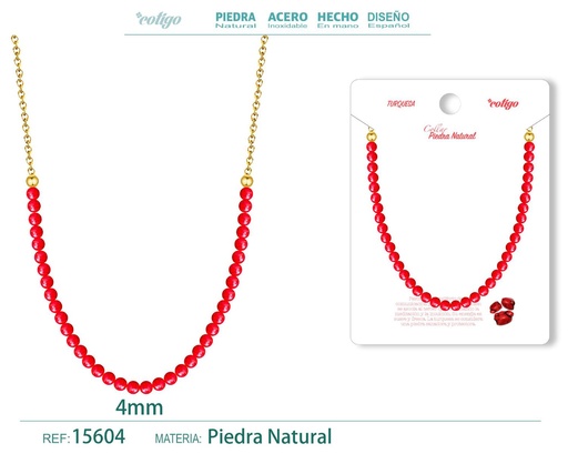 [15604] Collar de turquesa rojo 4mm - Joyería de minerales naturales y elegancia