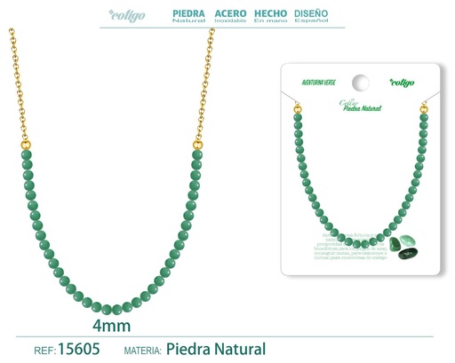 [15605] Collar de aventurina verde 4mm - Joyería de minerales naturales y elegancia