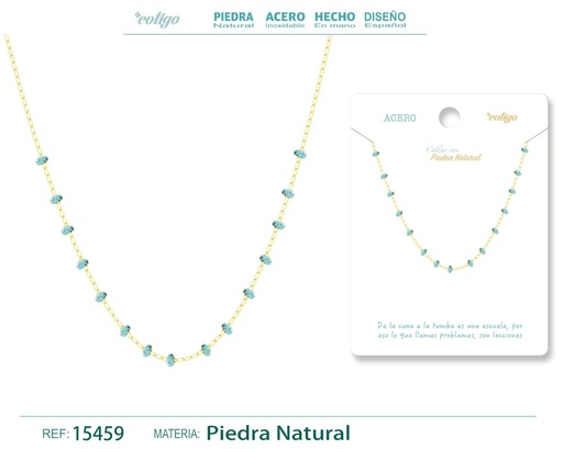 [15459] Collar de acero con piedra natural - Joyería de acero y minerales