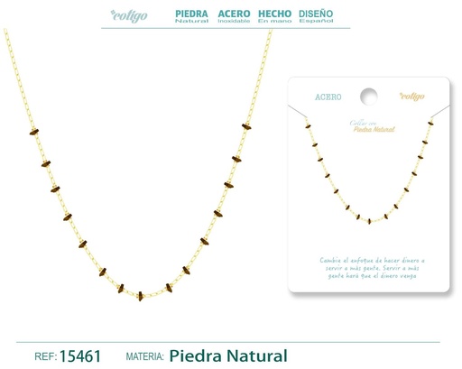 [15461] Collar de acero con piedra natural - Joyería de acero y minerales