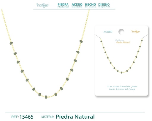 [15465] Collar de acero con piedra natural - Joyería de acero y minerales