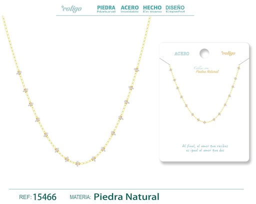 [15466] Collar de acero con piedra natural - Joyería de acero y minerales