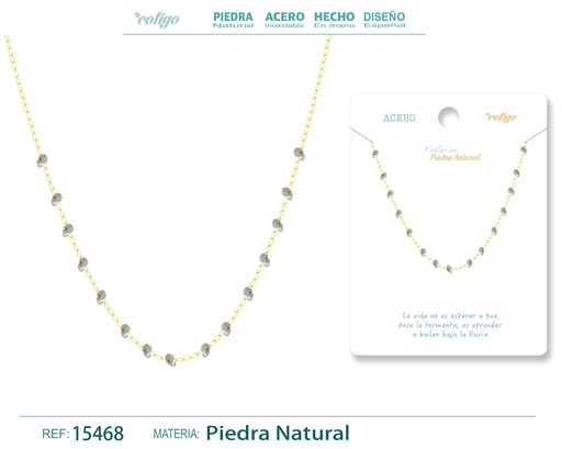 [15468] Collar de acero con piedra natural - Joyería de acero y minerales