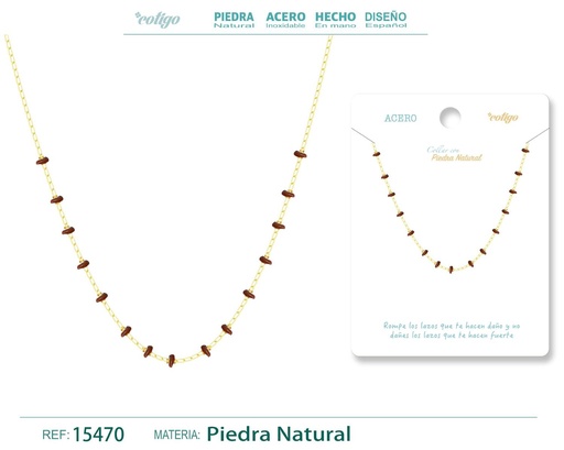 [15470] Collar de acero con piedra natural - Joyería de acero y minerales