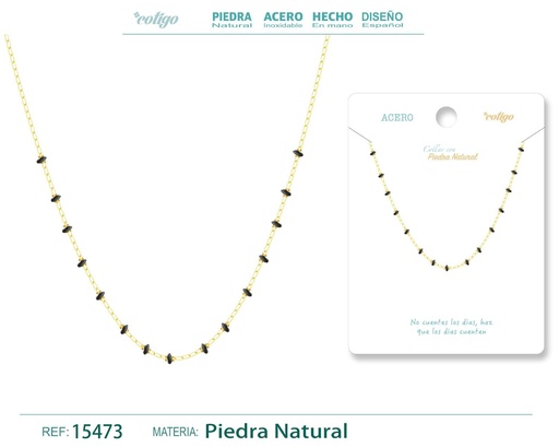 [15473] Collar de acero con piedra natural - Joyería de acero y minerales