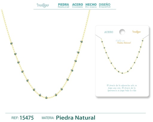 [15475] Collar de acero con piedra natural - Joyería de acero y minerales