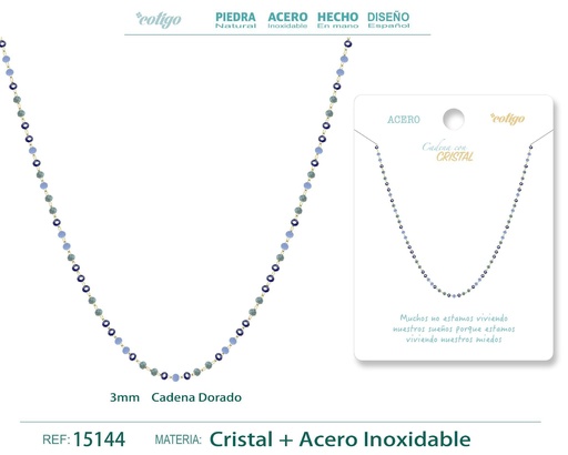 [15144] Collar de acero dorado con bola de cristal - Accesorios de joyería