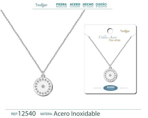 [12540] Colgante de acero con strass - Joyería de acero y brillo elegante