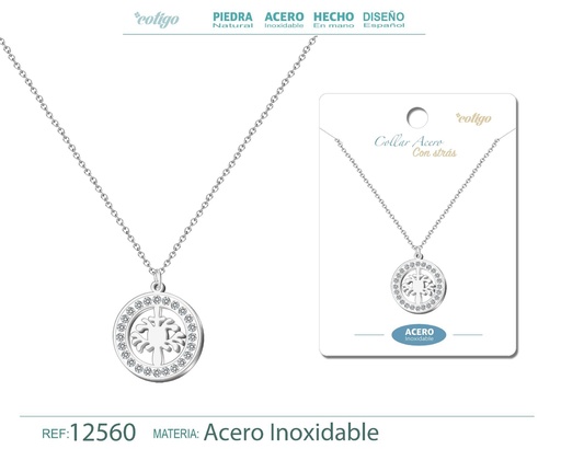 [12560] Colgante de acero con strass - Joyería con brillo y elegancia